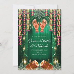 Digital Mehndi invitations Dholki invites, Mehndi