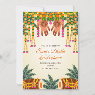 Digital Mehndi invite Digital Dholki invitations