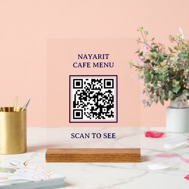 Digital Menu Template With Qr Code Acrylic Sign (Wedding)