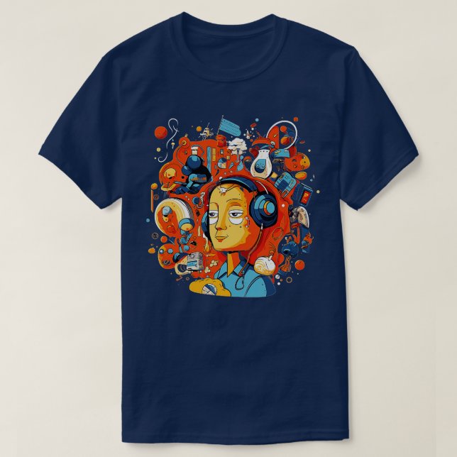 Digital Mind A Vibrant and Playful Illustration of T-Shirt (Design Front)