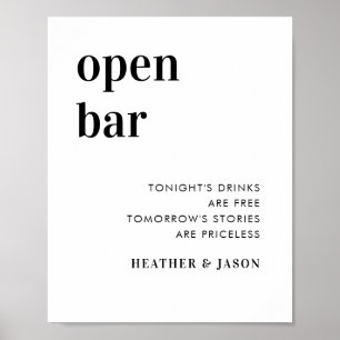 Digital Minimalist Bold Wedding Open Bar Sign