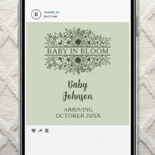Digital Minimalist Linen Luxury Baby News Announcement