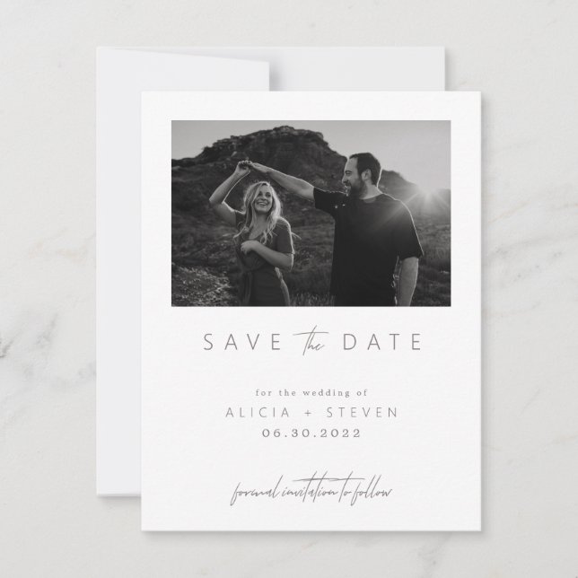 Digital Modern Minimalist Photo Save the Date (Front)
