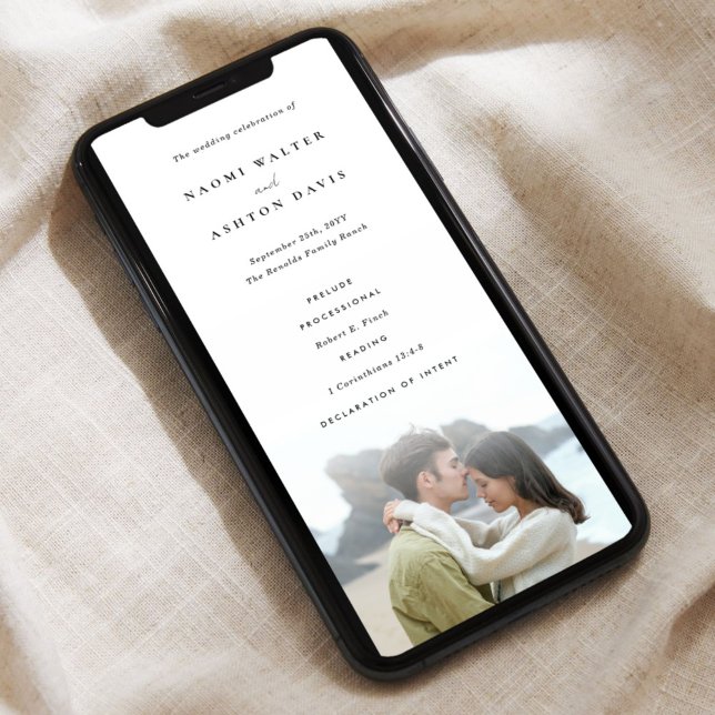Digital Modern Minimalist Wedding Photo Program Invitation (Creator Uploaded)