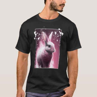 Digital modern Pink Rabbit bunny fan paint street  T-Shirt