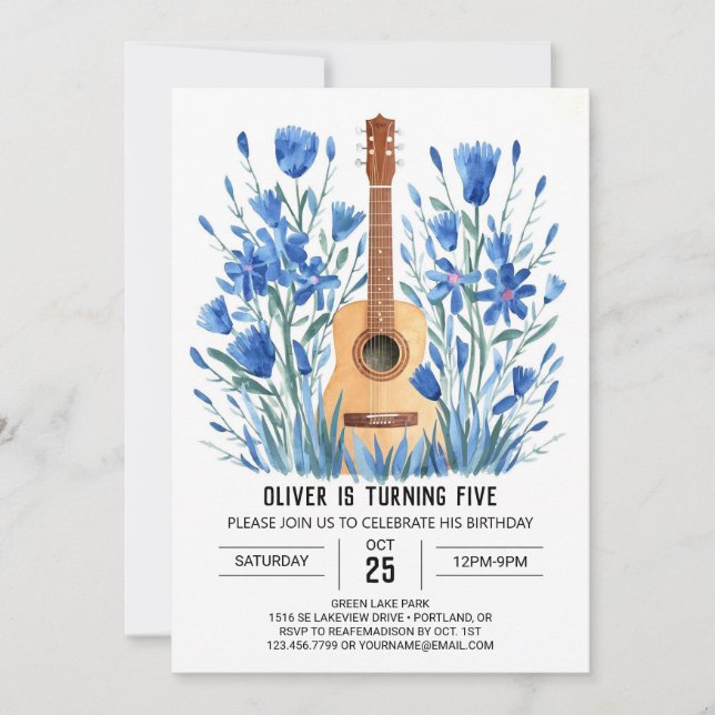  Digital Musician's Guitar Boy Birthday Invitation (Front)
