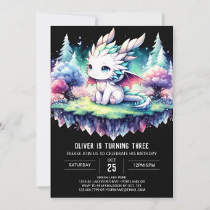 Digital Nature Dragon Birthday Invitation