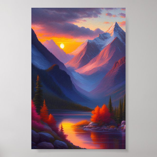 Digital Nature Wall Art - Sunrise Sunset Painting (Front)