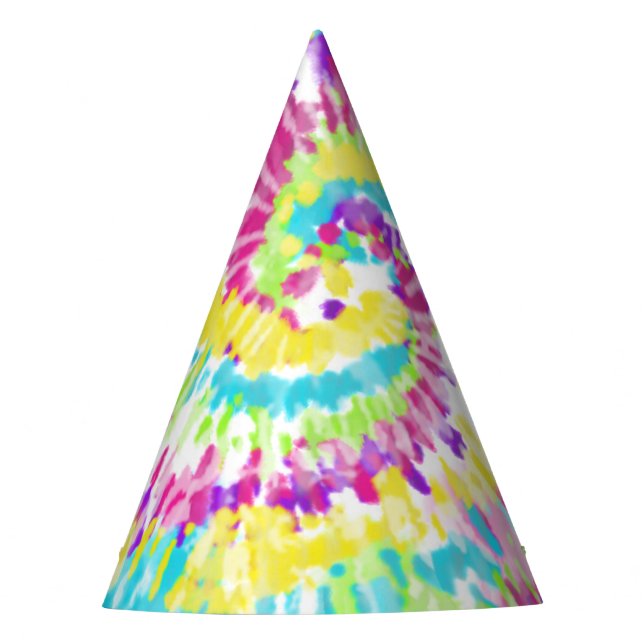 Digital Neon Tie Dye Party Hat (Front)