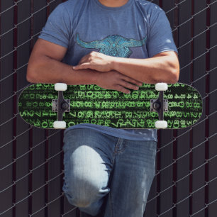 Digital Nerd Neo Pattern Futuristic  Skateboard