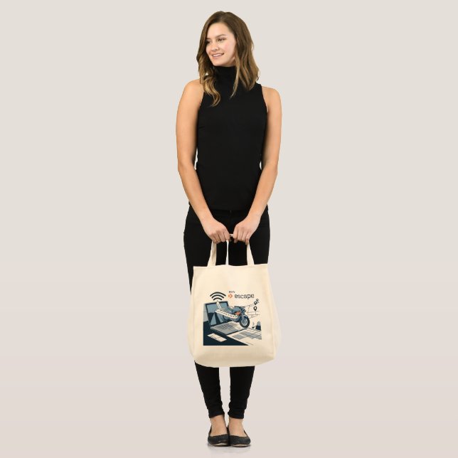 Digital Nomad Escape Route tote bag  (Front (Model))