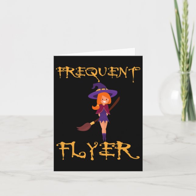 Digital Nomad Frequent Flyer Halloween Witch  Card (Front)