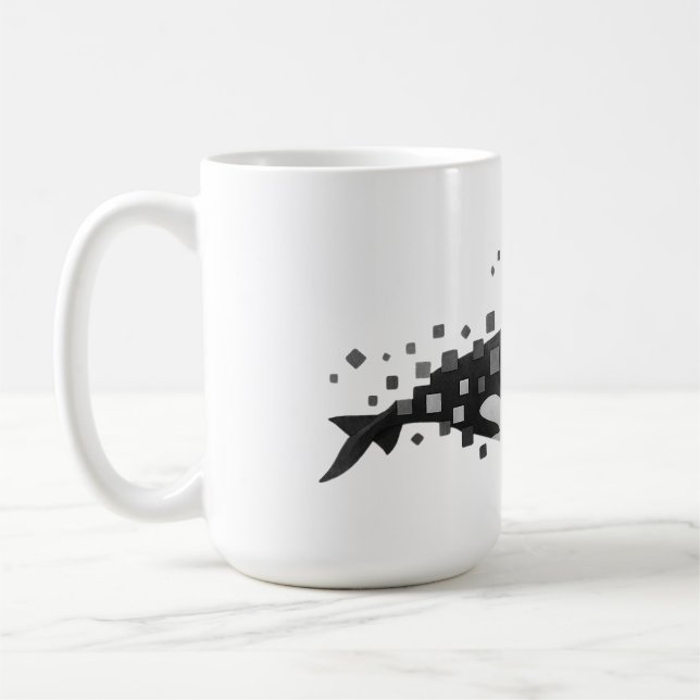 Digital Orca Disintegration - Cyber Ocean Series Coffee Mug (Left)