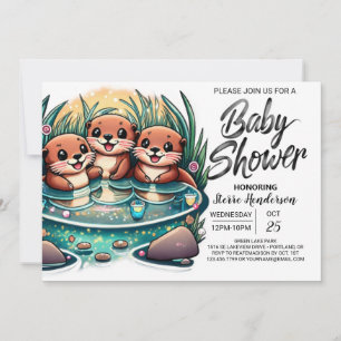 Digital Otter Joy Baby Shower Invitation
