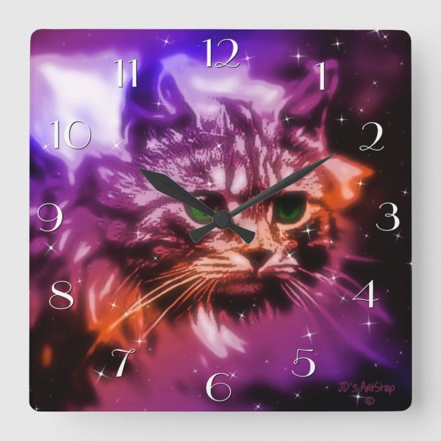 Digital Painting "Celestial Cat" Clock (Front)