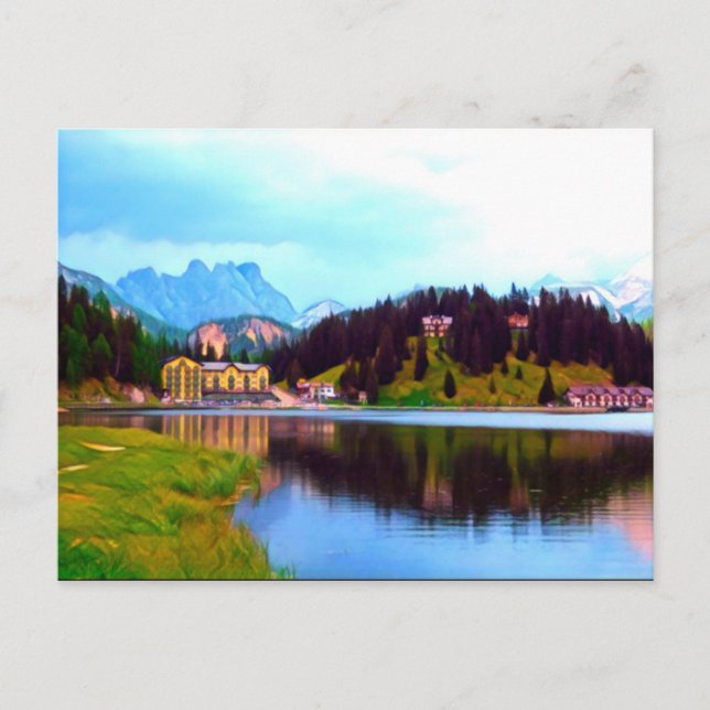 Digital Painting - Lake Misurina, Italy Postcard (Front)