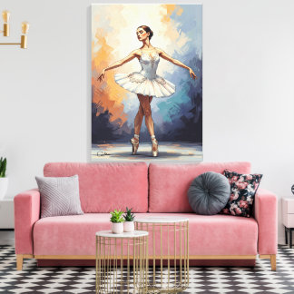 Digital Painting of a Ballerina – Elegant Dance Canvas Print