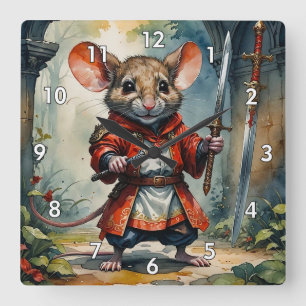 Digital Painting of a Ninja Warrior Mouse Square Wall Clock