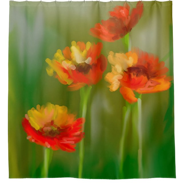 Digital Painting - Red Poppies Shower Curtain (Front)