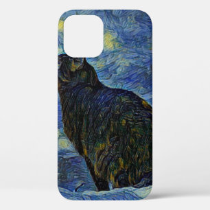 Digital painting Shambhala cat in Vincent Van Gogh iPhone 12 Case