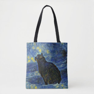 Digital painting Shambhala cat in Vincent Van Gogh Tote Bag