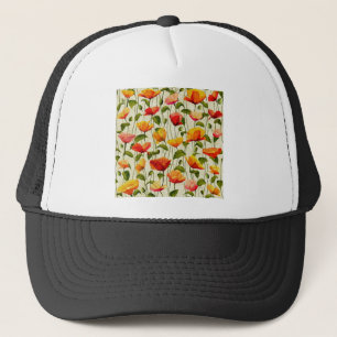 Digital Paper Poppies Pattern Invitation Trucker Hat