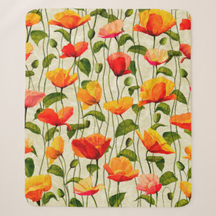Digital paper poppies pattern sherpa blanket