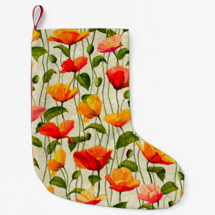 Digital paper poppies pattern small christmas stocking