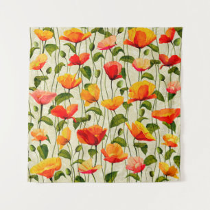 Digital paper poppies pattern tapestry