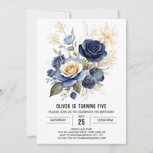 Digital Pastel Floral Birthday Invitation (Front)