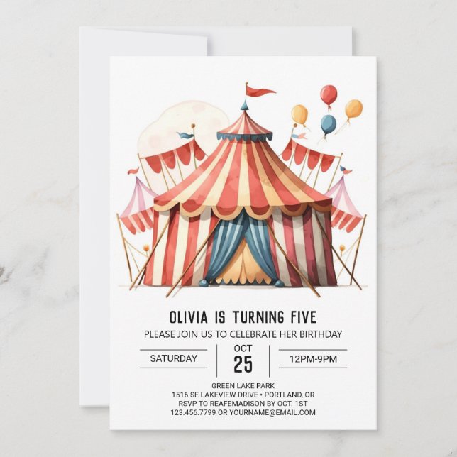 Digital Pastel Magic Circus Birthday Invitation (Front)