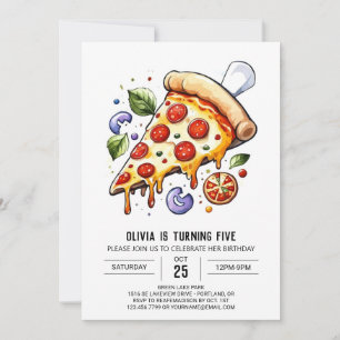 Digital Pastel Pizza Birthday Invitation