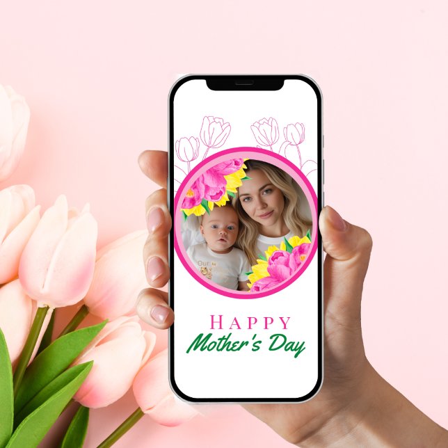 Digital Photo circle Tulip Card (Digital Photo circle Tulip Card)