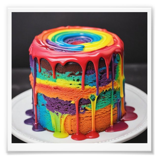 digital photo of a rainbow birthday cake (Front)