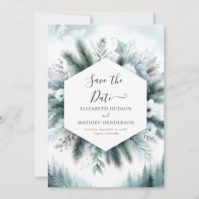 Digital Pine Mountain Wedding Save The Date (Front)