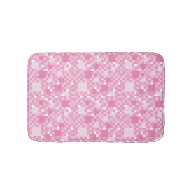 Digital Pink Pixelated Little Squares Bath Mat (Front)