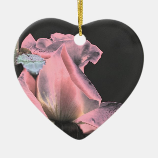 Digital Pink Rosebud Flower Ornament (Front)