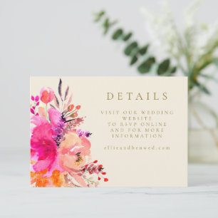 Digital Pink Watercolor Floral Wedding Website Invitation