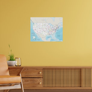 Digital political map of the United States. Poster