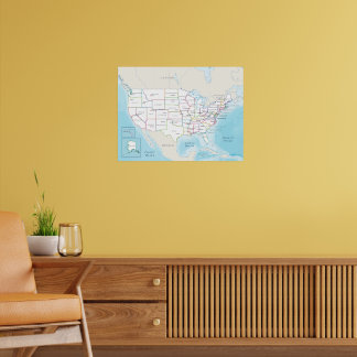 Digital political map of the United States. Poster