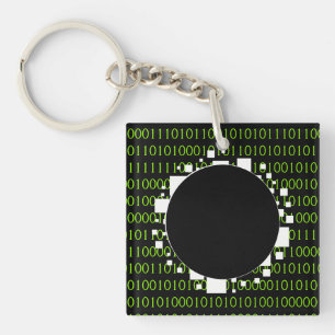 Digital Portal Binary Code White Green 1s 0s Abyss Key Ring
