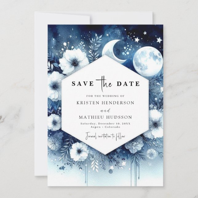 Digital Printable Moonlit Wedding Save The Date (Front)