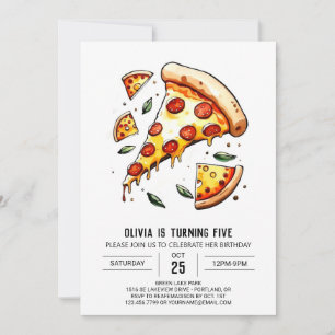  Digital Printable Pizza Birthday Invitation