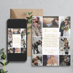 digital&printed 8 photos gold wedding thank you card