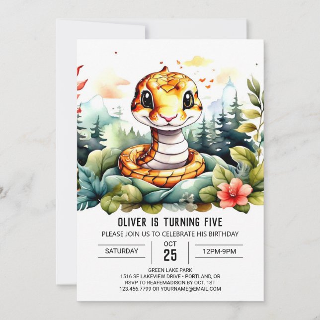 Digital Python Birthday Celebration Invitation (Front)