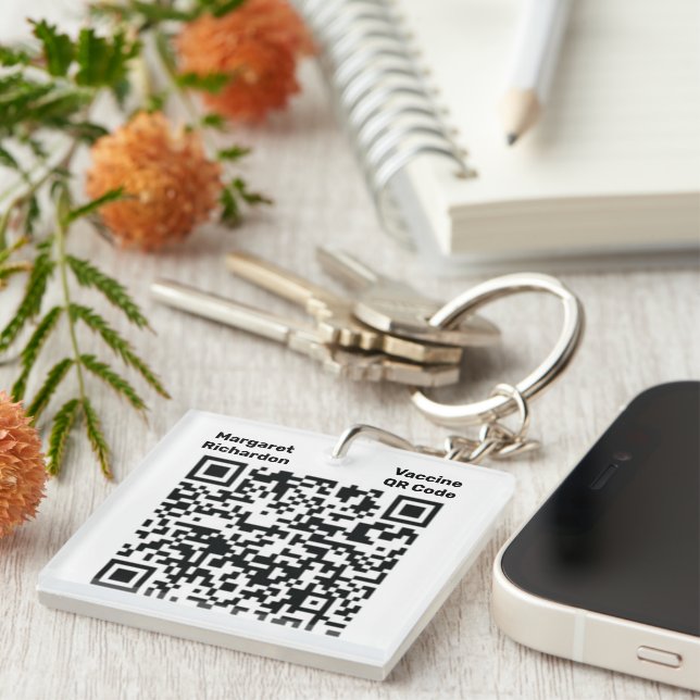 Digital QR Code Photo ID Key Ring (Front Right)