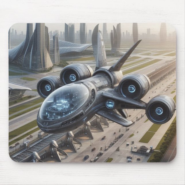 Digital Rendering of a Futuristic Aircraft Mouse Mat (Front)