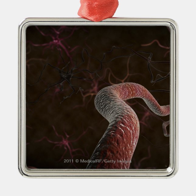 Digital rendering of neurons metal tree decoration (Front)