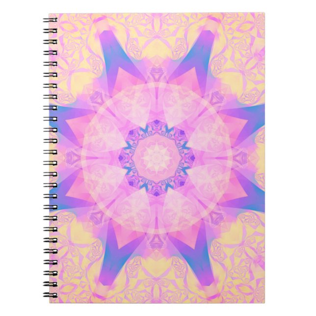 Digital retro abstract mandala. Bright flower. Bea Notebook (Front)