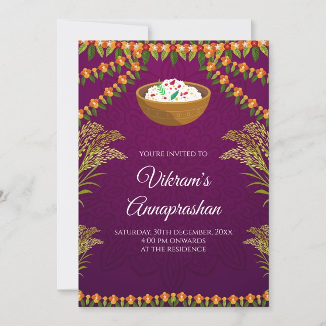 Digital Rice feeding invite Annaprasan invitations (Front)